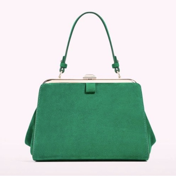 Zara Handbags - Zara Basic NWT Elegant Green Suede Snap Handbag with additional strap